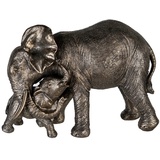 Casablanca modernes Design GILDE Tierfigur Elefant mit Jungem Zambezi goldfarben