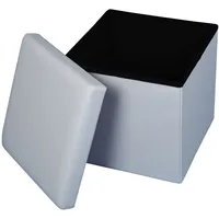 Echtwerk Hocker mit Stauraum Store Cube EW-SW-0440 weiß Kunstleder