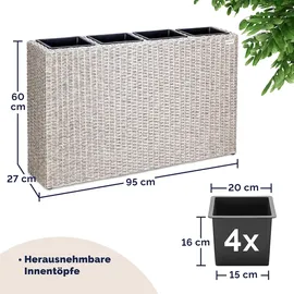 CASARIA Blumenkasten 95 x 27 x 60 cm creme