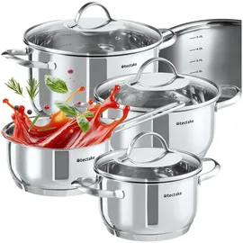 Tectake tectake® Kochtopfset, Silber, Metall, Kochen, Töpfe, Topfsets