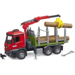 Bruder 03669 - MB Arocs Holztransport-LKW mit Ladekran, Greifer + Baumstämme