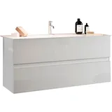 WELLTIME »Start, Breite 100 cm, 2 bzw. 3 Schubkästen«, Badmöbel, Soft-Close, Keramik-Einsatzbecken, Weiß Hochglanz Lack