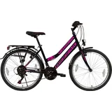 Rezzak Cityfahrrad Mädchen 24" RH 42 cm schwarz/pink 21-Gang