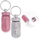 WLLHYF 2 Stück Bling Pill Container Pillenbox Glitzer Strass Tragbare Reise Mini Pillenhalter Wasserdichte Pillendose Tragbare für Reisen Outdoor Camping