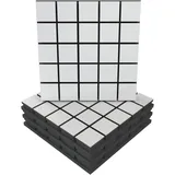 Akustikplatte, Motiv: Grid, 4 Stück, Schallabsorption, 50 x 50 x 5 cm, Absorption, Diffusion, Reflexion, Schalldämmung, Isolierung, Holz, perforiert, laminiert: Grid, weiß