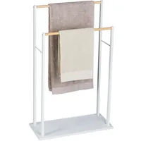 Relaxdays Handtuchständer, 2 Stangen, MDF & Bambus, HBT: 91,5