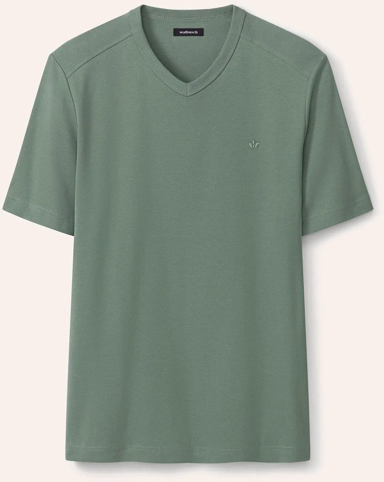 Walbusch Herren Zu schade für drunter Shirt V-Neck Grün noch offen: Muster