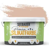 SEEBAUER diy Silikatfarbe Rot 2,5L für Innen (No. 302 Apricot Dream) Atmungsaktive Mineralfarbe für Allergiker - Abwaschbare Wandfarbe - Rottöne hohe Deckkraft