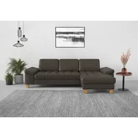 Ecksofa SIT & MORE "Westham L-Form" Sofas Gr. B/H/T: 275cm x 88cm x 172cm, Microfaser, Recamiere rechts, ohne Bettfunktion-ohne Bettkasten-ohne Armlehnfunktion-ohne Sitztiefenverstellung-mit Federkern, grau (anthrazit) mit Recamiere, oder ohne Bettfunktion, Bettkasten, Füße Eiche