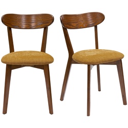 Stühle im Eichen-Vintage und senfgelbe Sitzfläche mit Samteffekt (2er-Set) DOVE