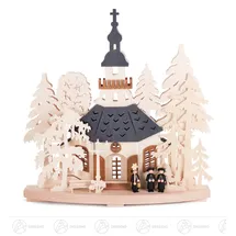 RATAGS Schwibbogen Seiffener Kirchgang in Seiffen farbige Dächer 42x30 cm