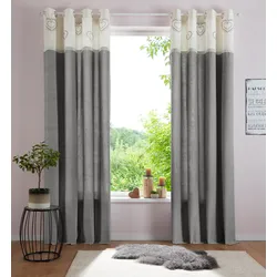 Gardine HOME AFFAIRE "Louis" Gr. 5, grau, B:140cm H:245cm, Baumwolle (Bio-Baumwolle), Gardinen, halbtransparent, nachhaltig aus Bio Baumwolle, einseitig bedruckt