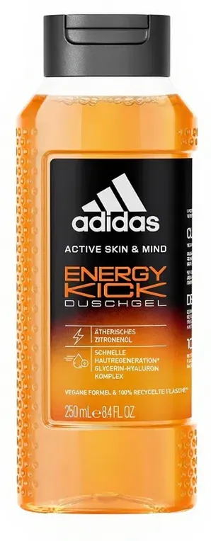 adidas Active Skin & Mind Energy Kick Duschgel, belebend-frisches Duschgel für Herren, 250ml