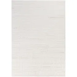 Teppich Kurzflor 3D-Reliefdesign Polypropylen Wohnzimmer Creme Rechteckig 120x170 | Kadima Design