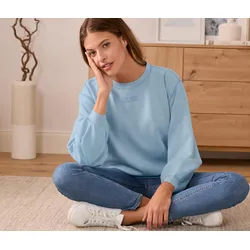 Tchibo - Sweatshirt mit Statement-Print - Gr. L - hellblau/print