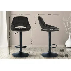 CLP Barhocker Milet Samt schwarz/schwarz