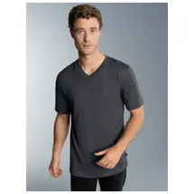 TRIGEMA T-Shirt "TRIGEMA V-Shirt DELUXE Baumwolle", Herren, Gr. XL, grau (anthrazit, melange), Single Jersey, 100% Baumwolle, Basic, lang, V-Ausschnitt, Shirts T-Shirt