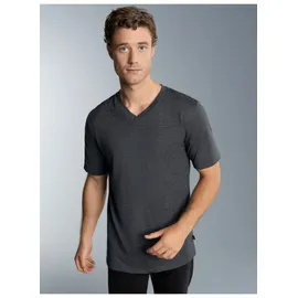 TRIGEMA T-Shirt "TRIGEMA V-Shirt DELUXE Baumwolle", Herren, Gr. XL, grau (anthrazit, melange), Single Jersey, 100% Baumwolle, Basic, lang, V-Ausschnitt, Shirts T-Shirt