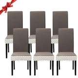 Jaotto Stuhlhussen 6 Stück Universal, Stuhlhusse Stretch 6er Set Moderne, Stuhlhussen Schwingstühle Elastische Langlebig Stuhlhussen für Esszimmer Bankett Deko,Linie Cammella