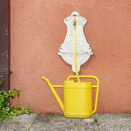 Relaxdays Wandbrunnen mit Verzierung Weiß, Gold