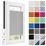 Woltu Plissee ohne Bohren Klemmfix Faltrollo Jalousie Weiß 120x130cm (BxH), Plisseerollo Crushed Optik Sichtschutz und Sonnenschutz Easyfix Rollo für Fenster & Tür