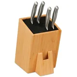 Relaxdays Unbestückter Messerblock aus Bambus Hellbraun,Schwarz