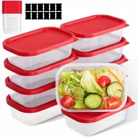 AiQInu Rechteckige Frischhaltedosen mit Deckel – 10-teiliges Set, je 520 ml, BPA-frei, lebensmittelechte Aufbewahrungsbehälter, luftdicht, spülmaschinenfest – Gefrierdosen für Meal Prep & Küche (Rot)