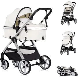 Chipolino Kombikinderwagen 2 in 1 Vista 2-in-1-Kombikinderwagen Biscotta - weiß