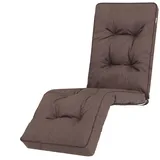 Gartenstuhlauflagen Hochlehner mit Kopfteil - Stuhlkissen für Gartenstühle und Klappstühle – Robust Stoff - Sonnenliegenkissen - Auflagen mit extra hohem Komfort 50x160 cm - Braun