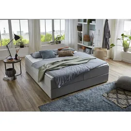 Atlantic Home Collection Boxbett "Lucy", grau (hellgrau), B:160cm L:200cm, Bezug Bettbox und Obermatratze: Strukturstoff (90% Polyester, 10% Nylon);Topper: Jersey (100% Polyester), ATLANTIC HOME COLLECTION, Komplettbetten, Boxspringbett, ohne Kopfteil, frei im Raum stellbar, mit
