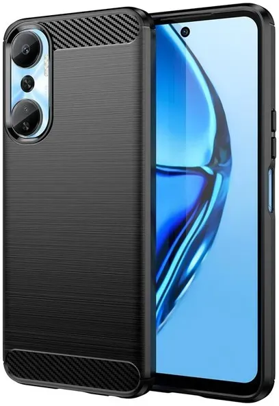 Carbon Case Case for Infinix Hot 20 Flexible Silicone Carbon Cover Black