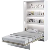 Schrankbett Bed Concept, Wandklappbett mit Lattenrost, V-Bett, Wandbett Bettschrank Schrank mit integriertem Klappbett Funktionsbett (BC-02, 120 x 200 cm, Weiß/Weiß, Vertical)