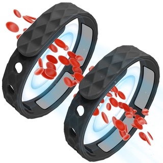 Redup Far Infrarot Negative Ionen Armband, antistatisches Silikon Negative Ionen Armband für Damen und Herren (Schwarz x2)