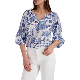 Monari Langarmbluse Blumendruck allover Blau 40