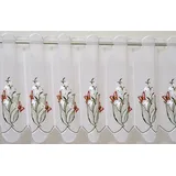 Stickereien Plauen Scheibengardine Maiglöckchen (1 St), Durchzuglöcher, transparent, Voile, veredelt mit echter Plauener Spitze Stickerei weiß 95 cm x 40 cm