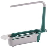 Nchdewui Spülbecken Organizer, Küchen Spüle Organizer Hängend, Abflusskorb Spültuchhalter, Kitchen Shelf Wand, Küchenutensilienhalter Teleskopregal Spülbecken. (Green)