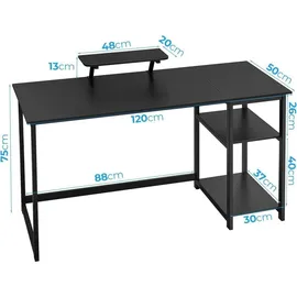 luxuskollektion Schreibtisch 120cm Schwarz Monitorständer Home Office