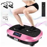 LETGOSPT Vibrationsplatte Vibrationsboard für Ganzkörpertraining mit LCD-Display,Expanderbändern, 200,00 W, 120 Intensitätsstufen, (1), 200W Motor, 120 Intensitätsstufen, 3 Vibrationszonen rosa|schwarz