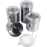 Küchenbehälter Box, Stahl Küche Lebensmittelbehälter Flasche Zucker Tee Kaffeebohnen Kanister Luftdichte Kanister Sets für Küchentheke(XL)