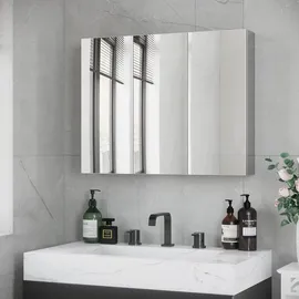 kleankin Spiegelschrank 55 cm Silber