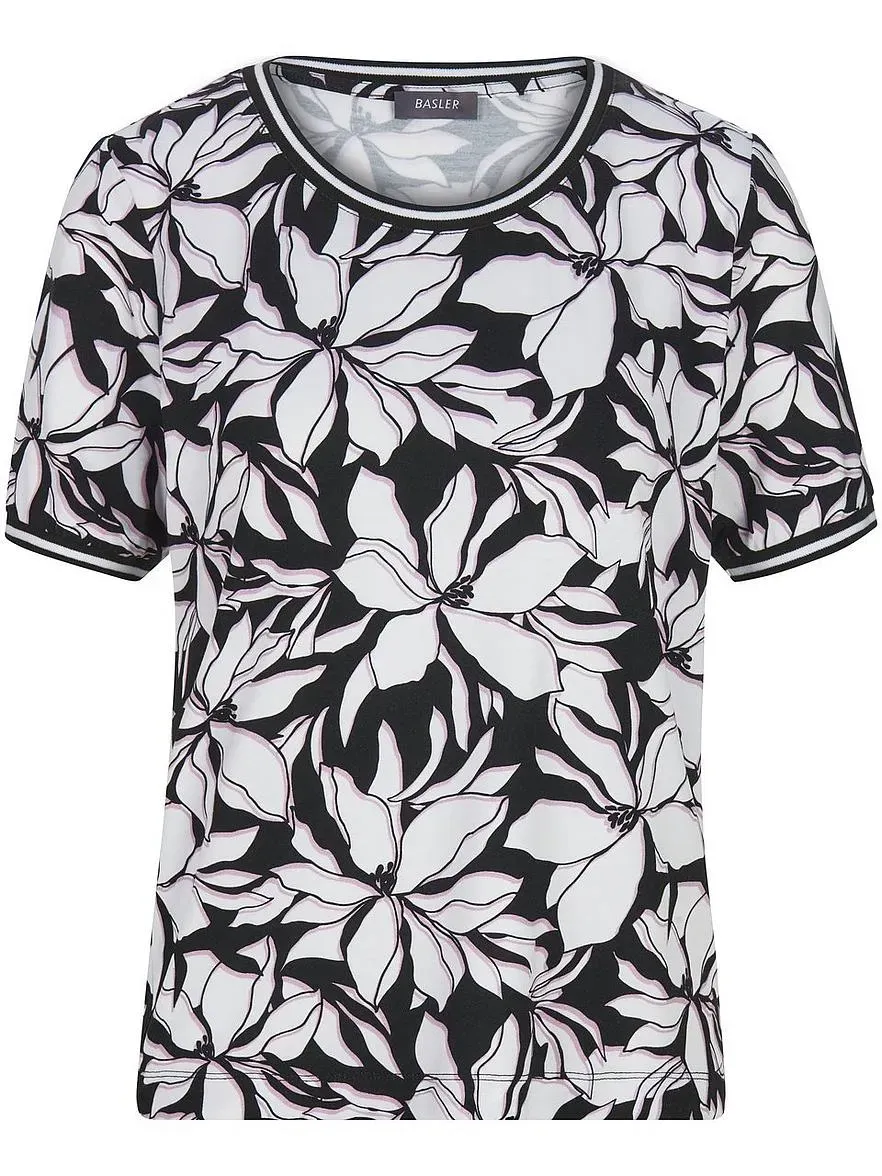 Leicht tailliertes Rundhals-Shirt BASLER schwarz, 40