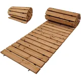 Trutzholm Holzpfad ausrollbar 250 x 43 x 2 cm rustikales Tannenholz Anti-Rutsch beige
