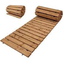 Trutzholm Holzpfad ausrollbar 250 x 43 x 2 cm rustikales Tannenholz Anti-Rutsch beige