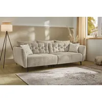 Big-Sofa JOCKENHÖFER GRUPPE "Spa, im Retrolook mit Wellenfederung" Sofas Gr. B/T: 251cm x 110cm, Chenille, beige (beige-grau) und frei im Raum stellbar, inkl. 7 Kissen Bestseller