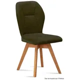 58 aufm Kessel Esszimmerstuhl Küchenstuhl drehbar (2er-Set) Draga 51x92x60 Eiche geölt/Marsala (Lieferung bis Verwendungsstelle, 4 St), Stabiles Gestell aus Massivholz pflegeleichter Bezug aus Microfaser grün