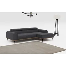 Home Affaire Ecksofa HOME AFFAIRE "Carlo L-Form", grau (lava), B:244cm T:157cm, Sofas, Ecksofa, mit Kopfteilverstellung & Holz-Rahmenoptik, wahlweise Relaxfunktion