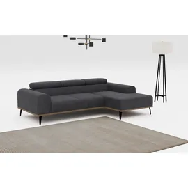 Home Affaire Ecksofa HOME AFFAIRE "Carlo L-Form", grau (lava), B:244cm T:157cm, Sofas, Ecksofa, mit Kopfteilverstellung & Holz-Rahmenoptik, wahlweise Relaxfunktion