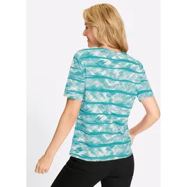 Classic Basics Rundhalsshirt CLASSIC BASICS "Kurzarm-Shirt", Damen, Gr. 54, blau (ozean, ecru, bedruckt), 100% Baumwolle, gemustert, mehrfarbig, Rundhals, Shirts Rundhalsshirt