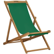 vidaXL Strandstuhl Klappbar Massivholz Teak Grün