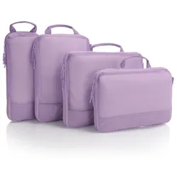 Kofferorganizer HEYS "Ecotex Compression Packing Cube", Gr. B/H/T: 35,6cm x 29,2cm x 12,7cm, lila blossom, Nylon, unifarben, Taschen, komprimierbare Packwürfel, Packtaschen, Organizer für Koffer